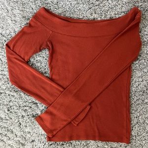 Burnt orange off the shoulder long sleeve